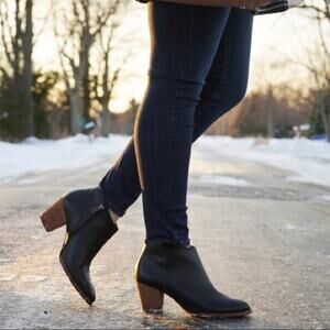 Madewell Billie Boots Black Leather Ankle Booties Western Boho